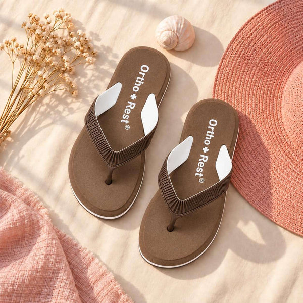 Ortho Rest  Slippers for Women with Cushioned Anti-Skid Sole (L219) - Light Brown