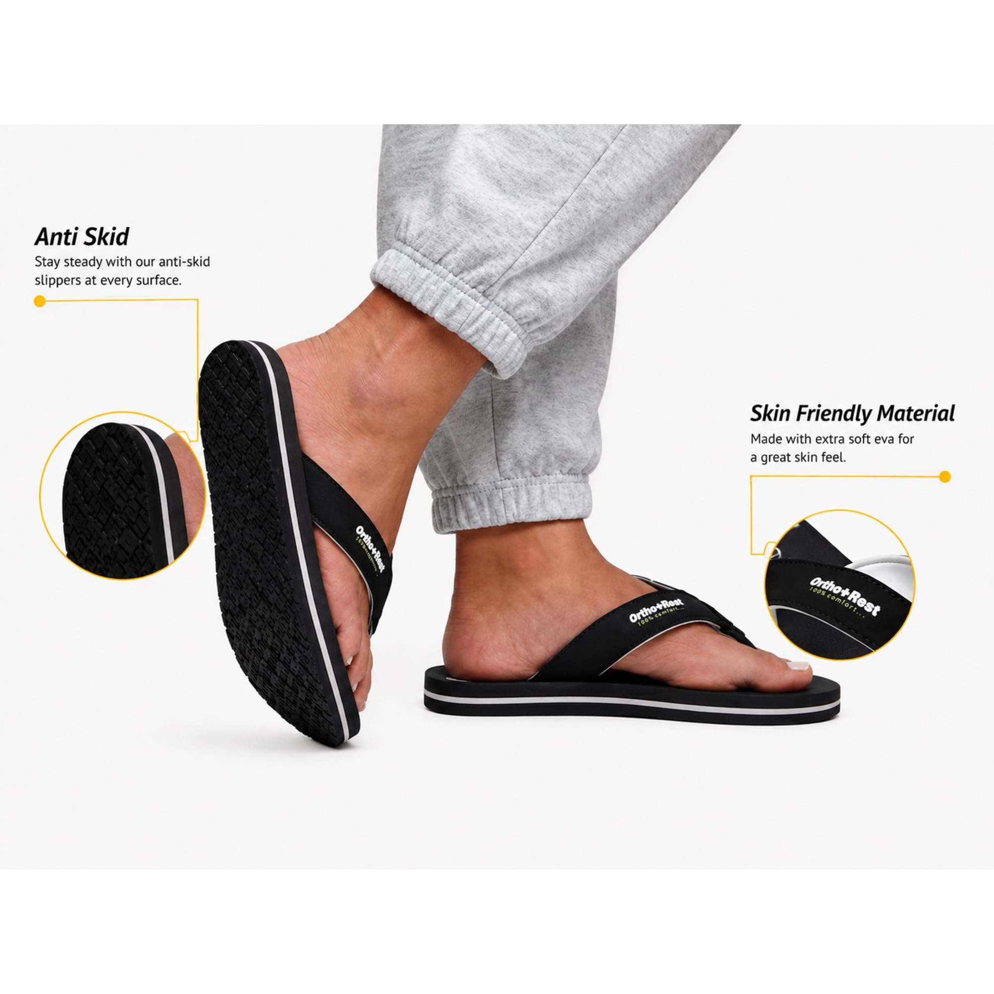 Ortho Rest Men Slipper  Super Soft, Lightweight and Comfortable Flip Flops for Home Daily Use (M555) - Blue