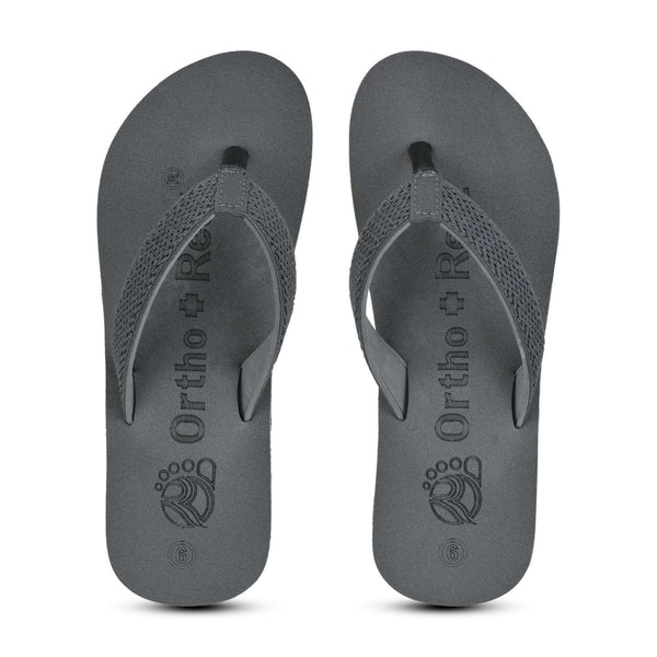 Ortho Rest Women's Comfortable and Stylish Flat Sandals Slipper | Soft Sole Casual Slip-On with back foot support (L217) - Grey