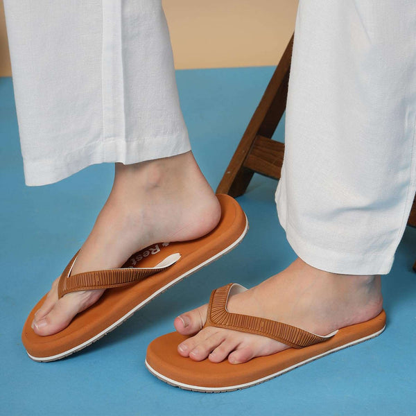 Ortho Rest  Slippers for Women with Cushioned Anti-Skid Sole (L219) - Light Brown