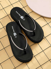 Ortho Rest Comfort Extra Soft Ortho Slippers for Women |  Doctor Chappal Footwear | Casual Flip Flops for Home Daily Use (L347) - Black
