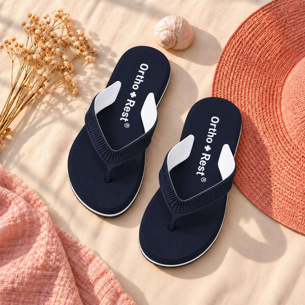 Ortho Rest  Slippers for Women with Cushioned Anti-Skid Sole (L219) - Navy Blue