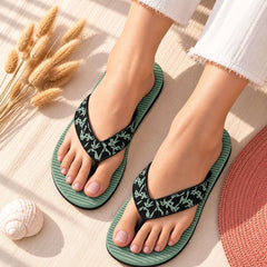 Ortho Rest Women's Comfortable and Stylish Flat Sandals Slipper | Soft Sole Casual Slip-On with back foot support (ARCH02) - Green