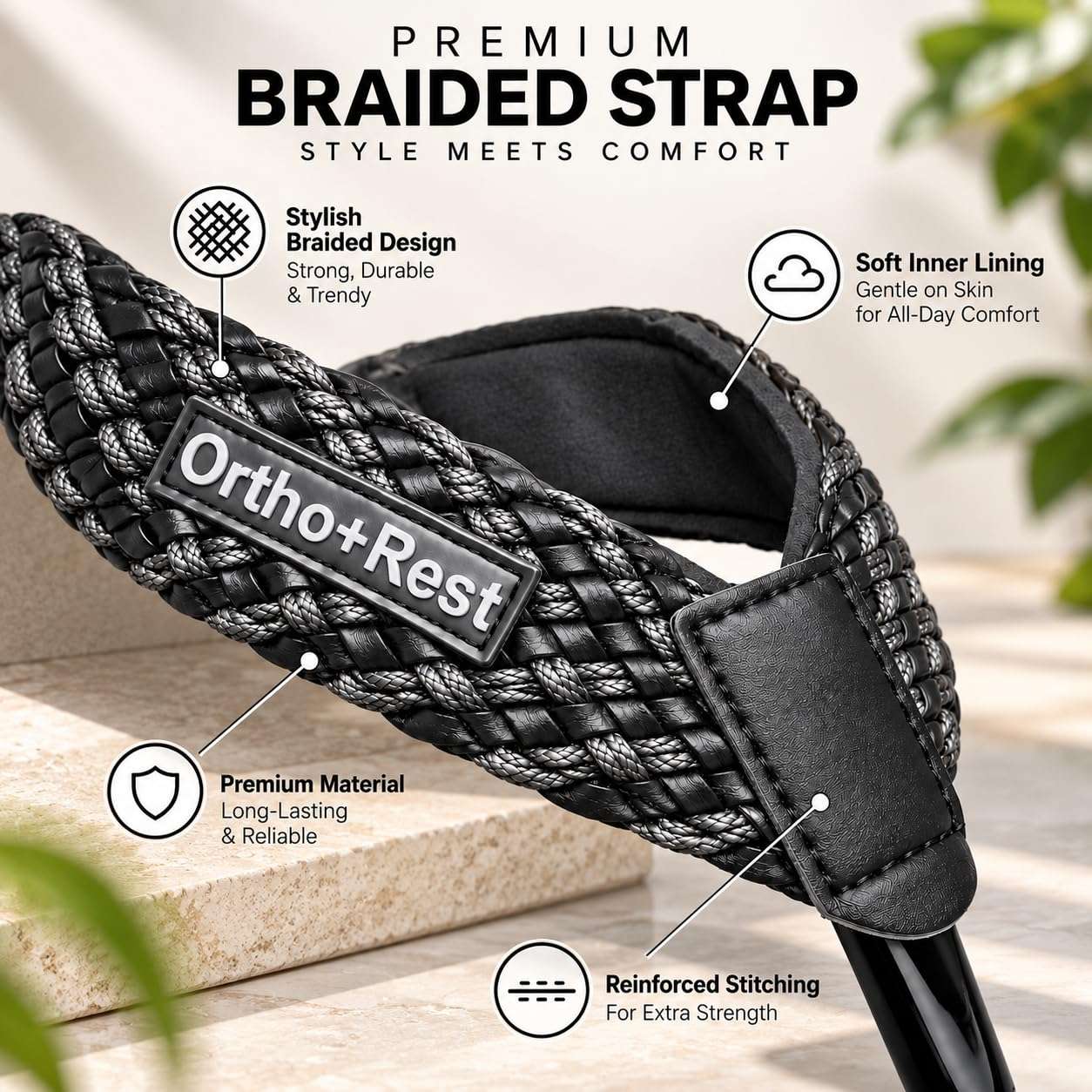 Ortho Rest Comfort Flip Flops for Man (M10000) - Black