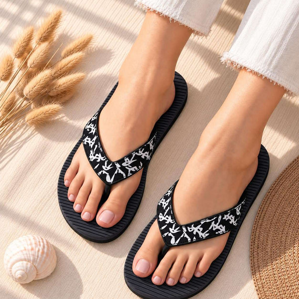 Ortho Rest Women's Comfortable and Stylish Flat Sandals Slipper | Soft Sole Casual Slip-On with back foot support (ARCH02) - Navy Blue