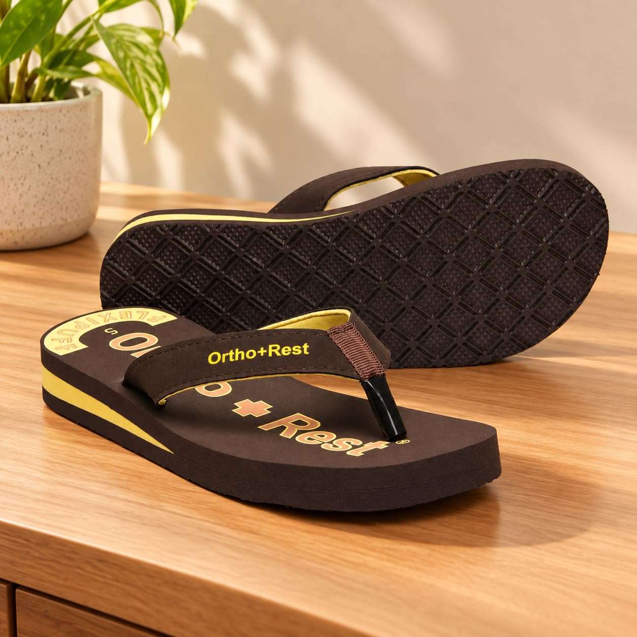 Ortho Rest Comfort Extra Soft Ortho Slippers for Women |  Doctor Chappal Footwear | Casual Flip Flops for Home Daily Use (L222) - Brown