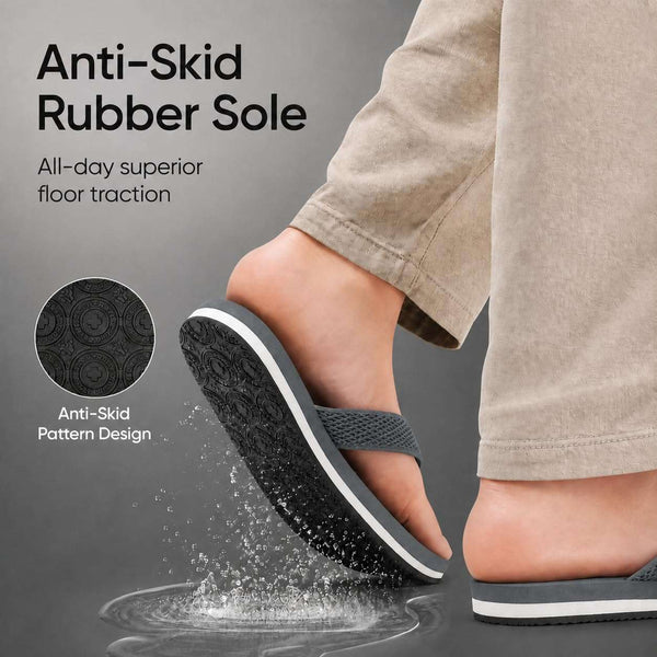Ortho Rest Women's Comfortable and Stylish Flat Sandals Slipper | Soft Sole Casual Slip-On with back foot support (L217) - Grey
