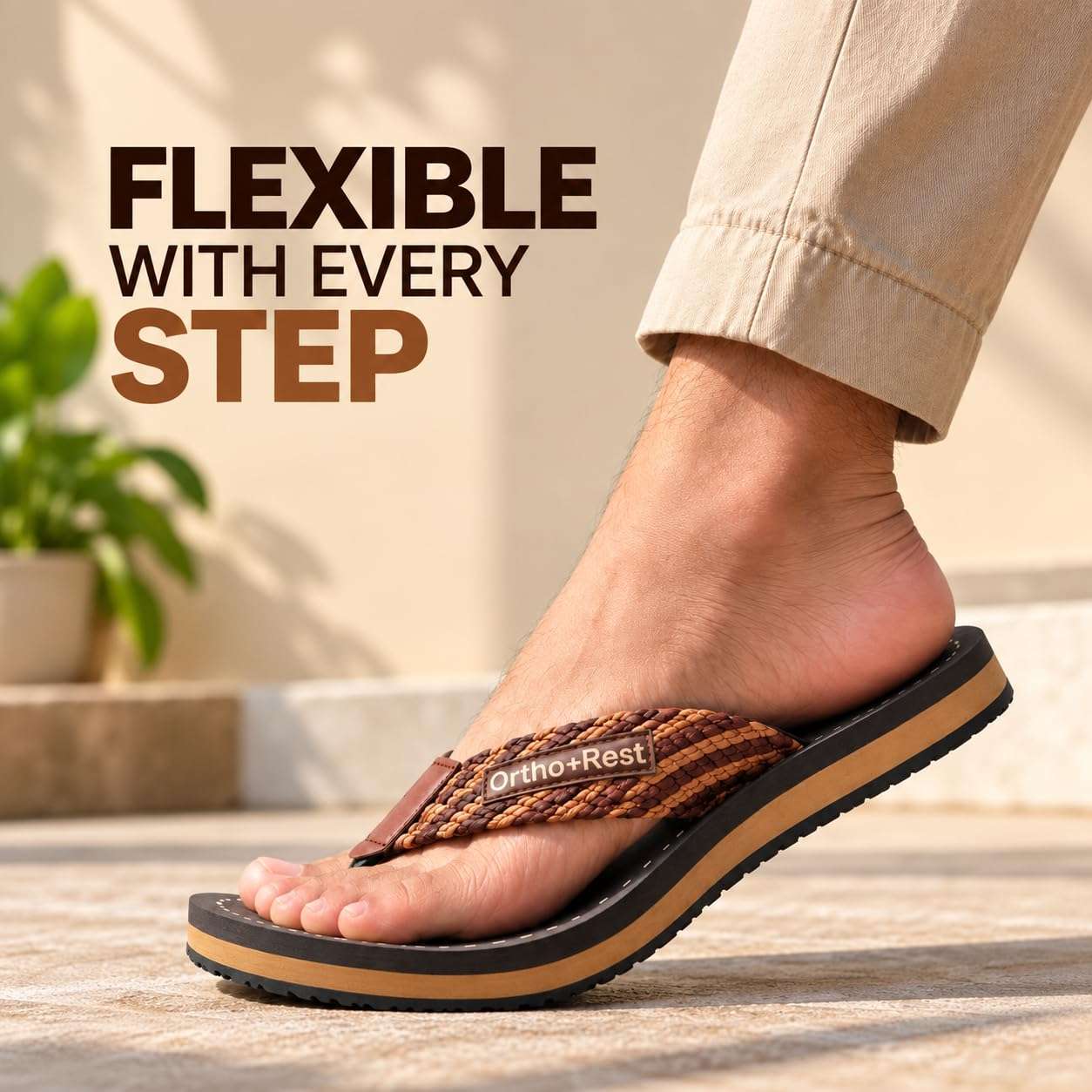 Ortho Rest Comfort Flip Flops for Man (M10000) - Tan