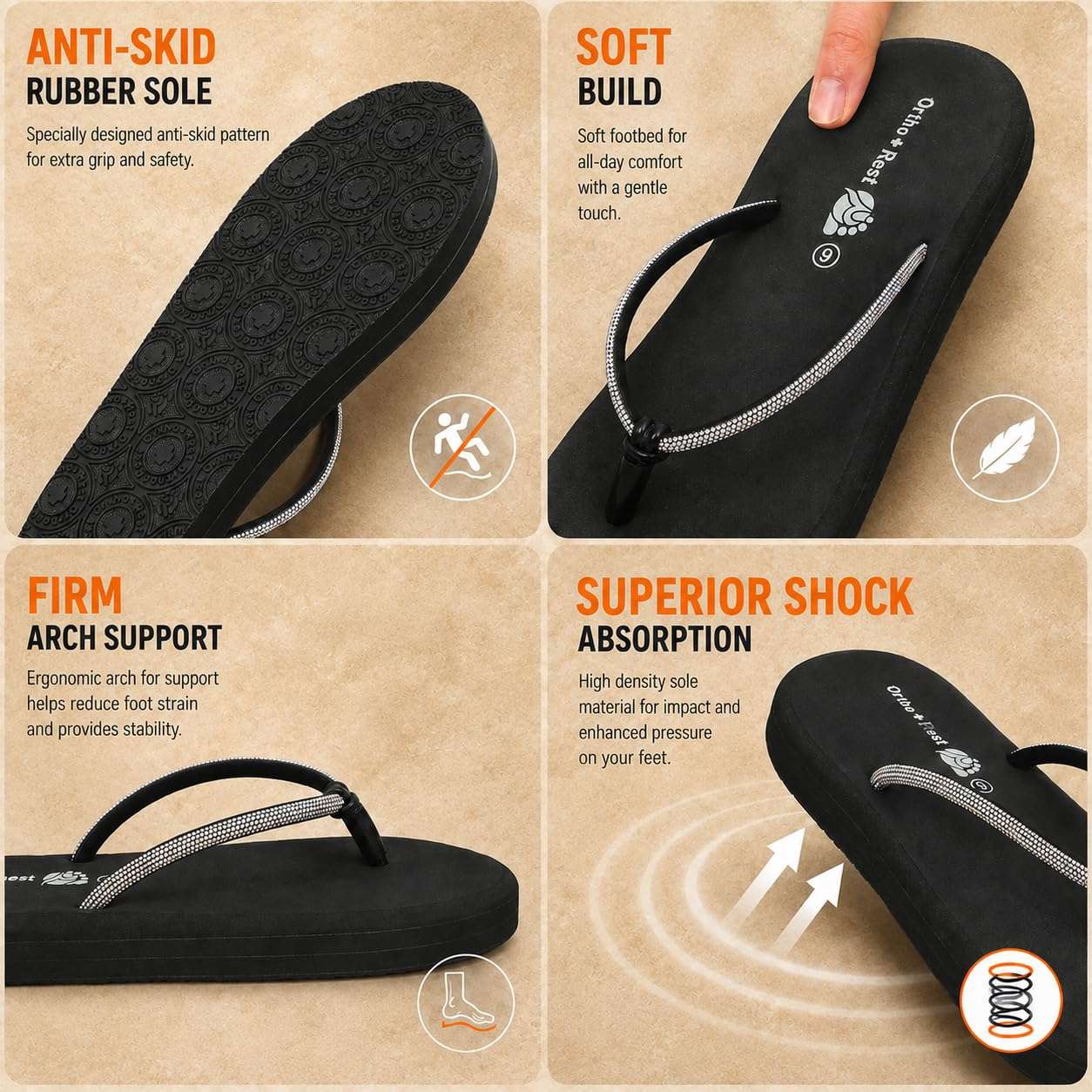 Ortho Rest Comfort Extra Soft Ortho Slippers for Women |  Doctor Chappal Footwear | Casual Flip Flops for Home Daily Use (L347) - Black