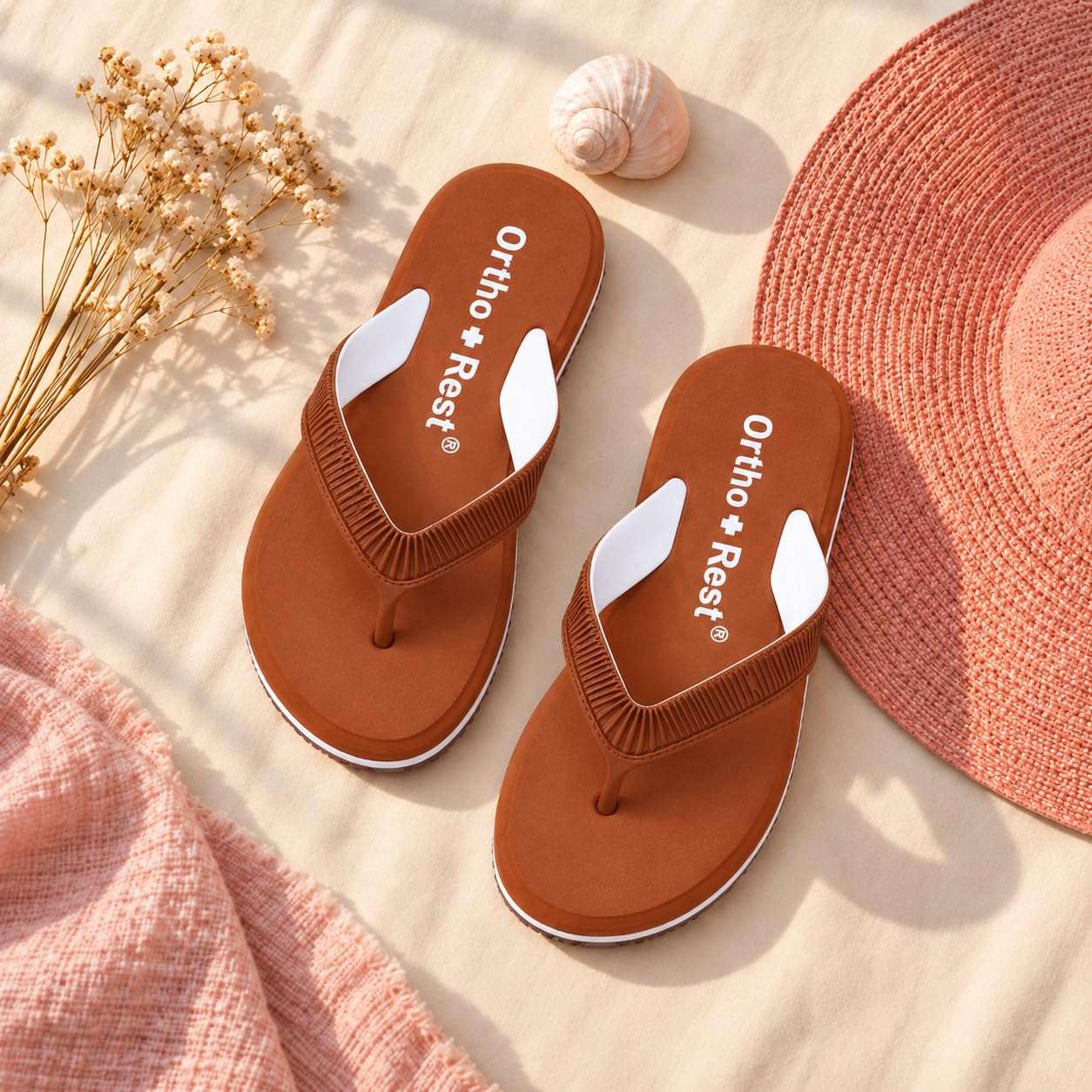 Ortho Rest  Slippers for Women with Cushioned Anti-Skid Sole (L219) - Tan