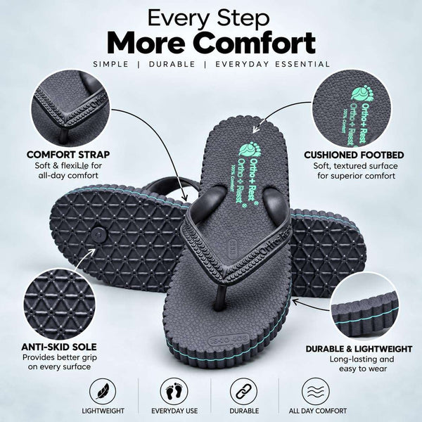 Ortho Rest Hawaii Chappal  Comfort Ortho Care, Bathroom Rubber Flip-Flops (R111) - Navy Blue