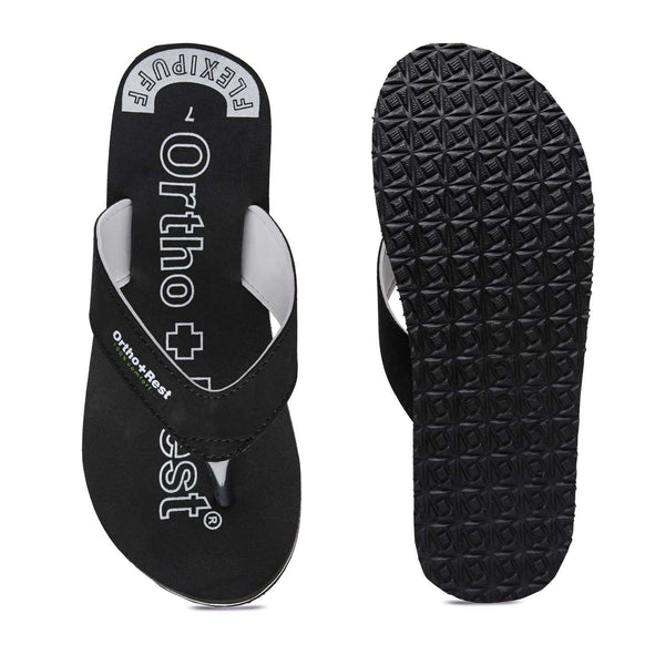 Ortho Rest Men Slipper  Super Soft, Lightweight and Comfortable Flip Flops for Home Daily Use (M555) - Black