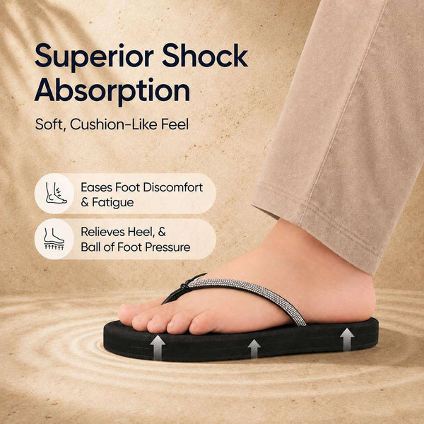 Ortho Rest Comfort Extra Soft Ortho Slippers for Women |  Doctor Chappal Footwear | Casual Flip Flops for Home Daily Use (L347) - Black