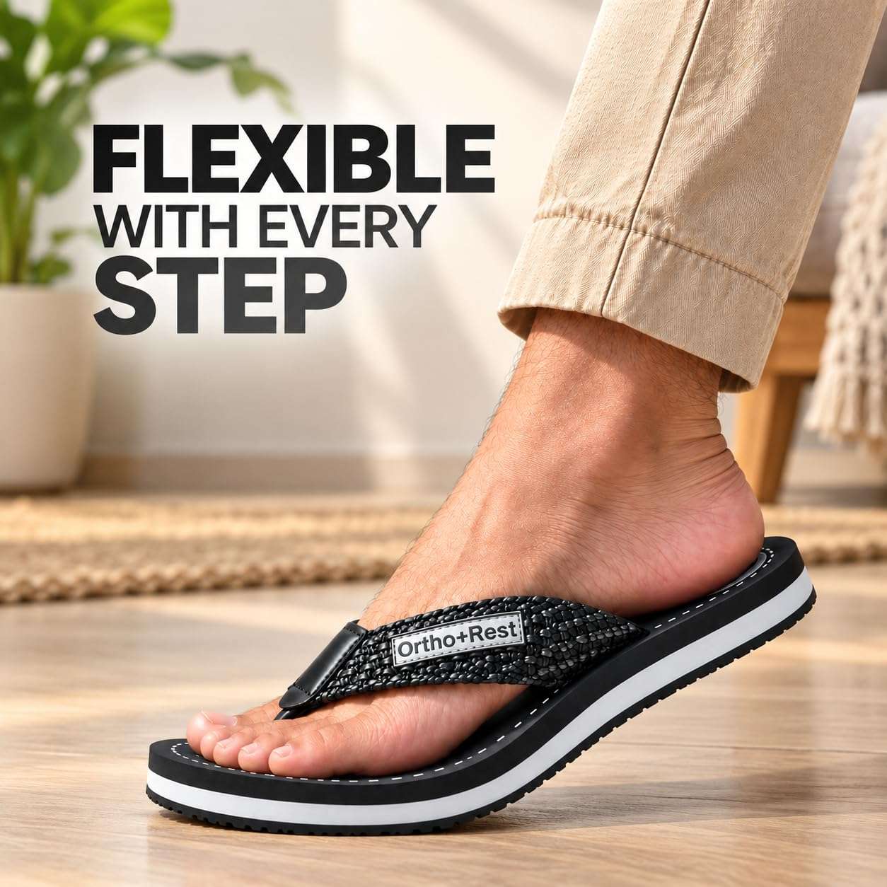 Ortho Rest Comfort Flip Flops for Man (M10000) - Black