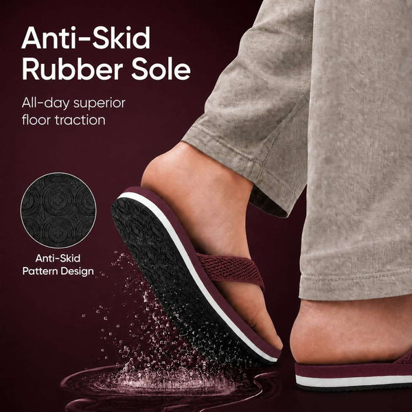 Ortho Rest Women's Comfortable and Stylish Flat Sandals Slipper | Soft Sole Casual Slip-On with back foot support (L217) - Maroon