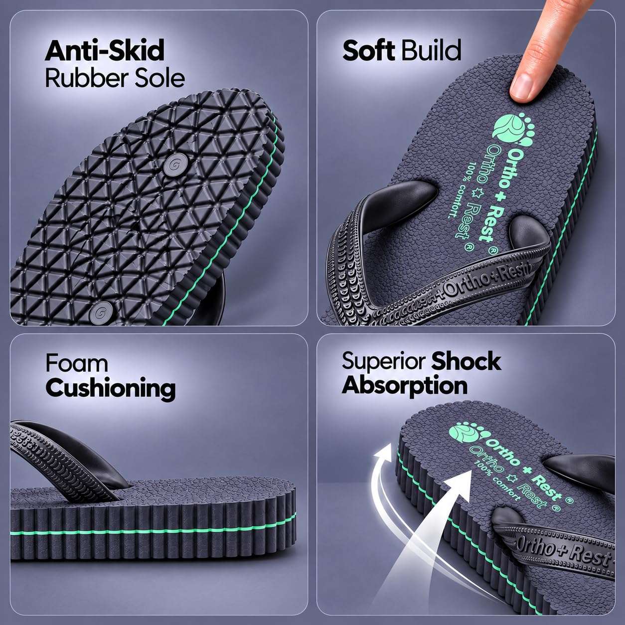 Ortho Rest Hawaii Chappal  Comfort Ortho Care, Bathroom Rubber Flip-Flops (R111) - Navy Blue