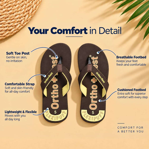 Ortho Rest Comfort Extra Soft Ortho Slippers for Women |  Doctor Chappal Footwear | Casual Flip Flops for Home Daily Use (L222) - Brown