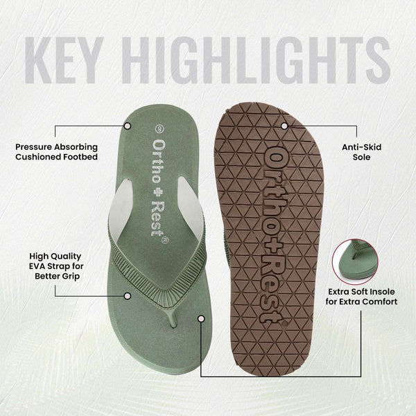 Ortho Rest  Slippers for Women with Cushioned Anti-Skid Sole (L219) - Sea Green