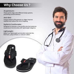 Ortho Rest  Men's Flip Flops with Acupressure Footbed (M10015) - Black