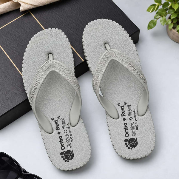 Ortho Rest Hawaii Chappal  Comfort Ortho Care, Bathroom Rubber Flip-Flops (R111) - Light Grey