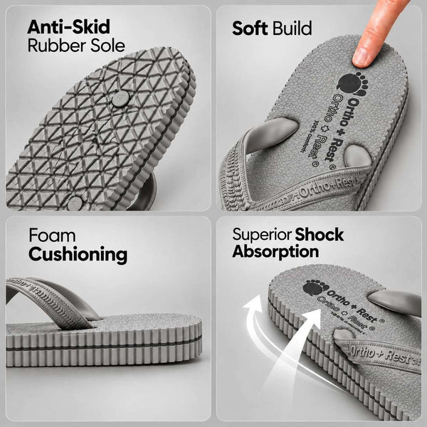Ortho Rest Hawaii Chappal  Comfort Ortho Care, Bathroom Rubber Flip-Flops (R111) - Light Grey