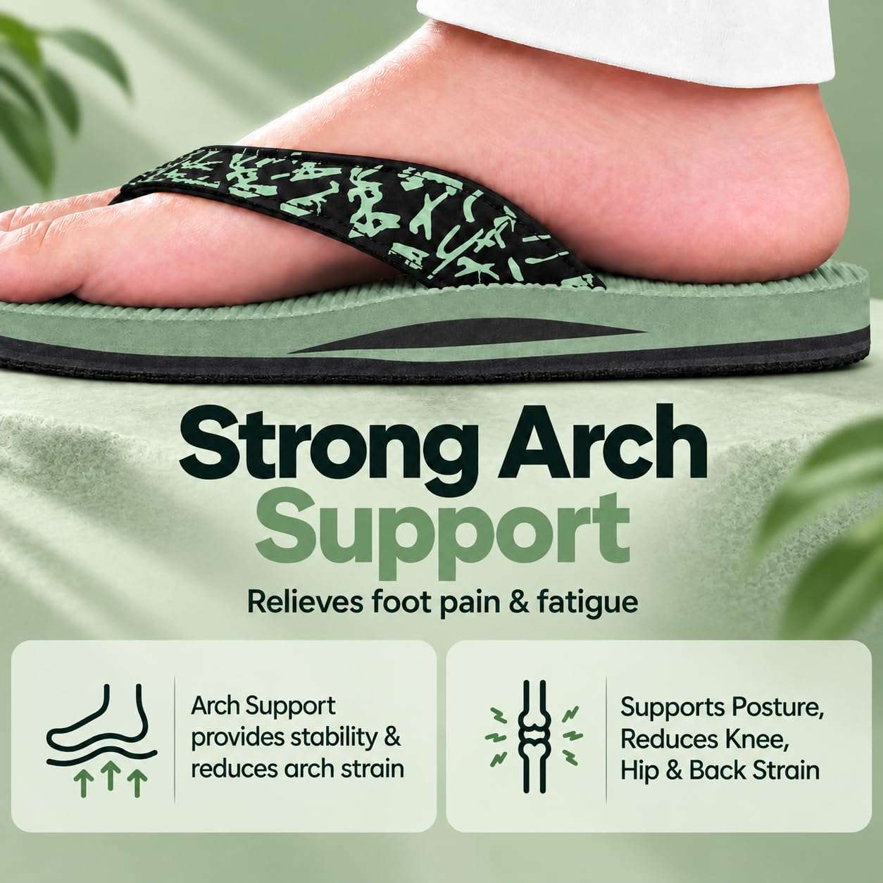 Ortho Rest Women's Comfortable and Stylish Flat Sandals Slipper | Soft Sole Casual Slip-On with back foot support (ARCH02) - Green