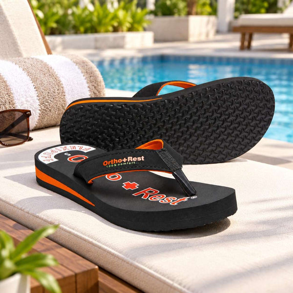 Ortho Rest Comfort Extra Soft Ortho Slippers for Women |  Doctor Chappal Footwear | Casual Flip Flops for Home Daily Use (L222) - Black