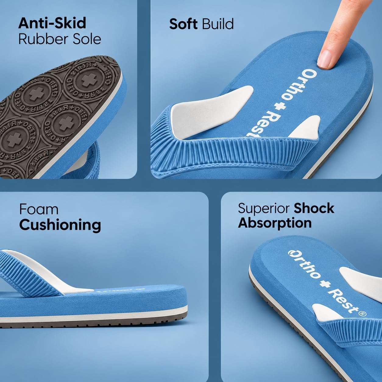 Ortho Rest  Slippers for Women with Cushioned Anti-Skid Sole (L219) - Sky Blue