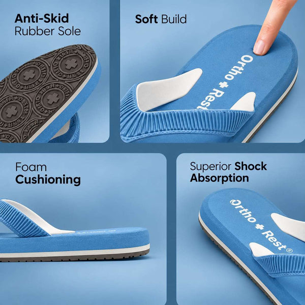 Ortho Rest  Slippers for Women with Cushioned Anti-Skid Sole (L219) - Sky Blue