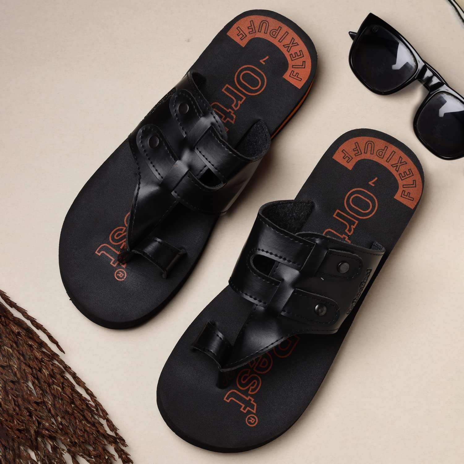 Ortho Rest Extra Comfortable Ortho Slippers for Men Daily Use (M444) - Black