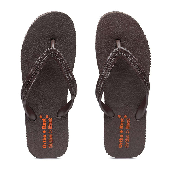 Ortho Rest Hawaii Chappal  Comfort Ortho Care, Bathroom Rubber Flip-Flops (R111) - Brown