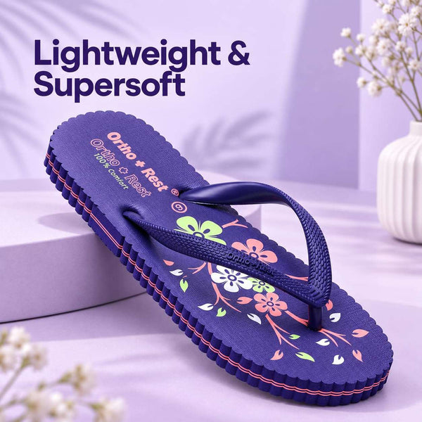 Ortho Rest Women's Comfortable and Stylish Flat Sandals Slipper | Soft Sole Casual Slip-On with back foot support (R115) - Purple