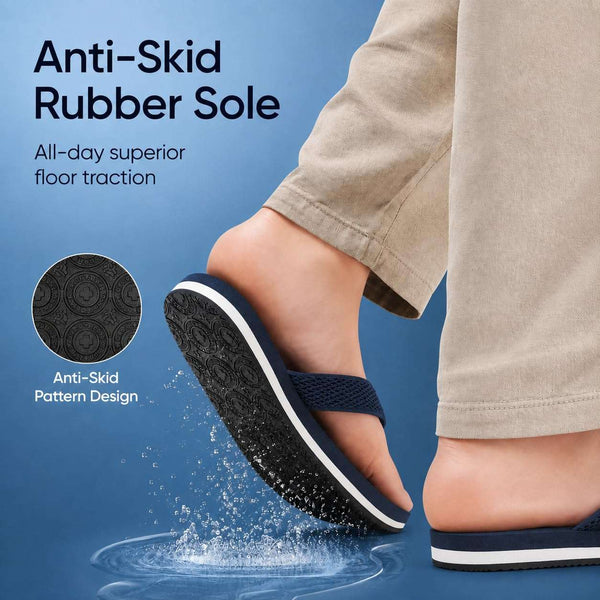 Ortho Rest Women's Comfortable and Stylish Flat Sandals Slipper | Soft Sole Casual Slip-On with back foot support (L217) - Blue