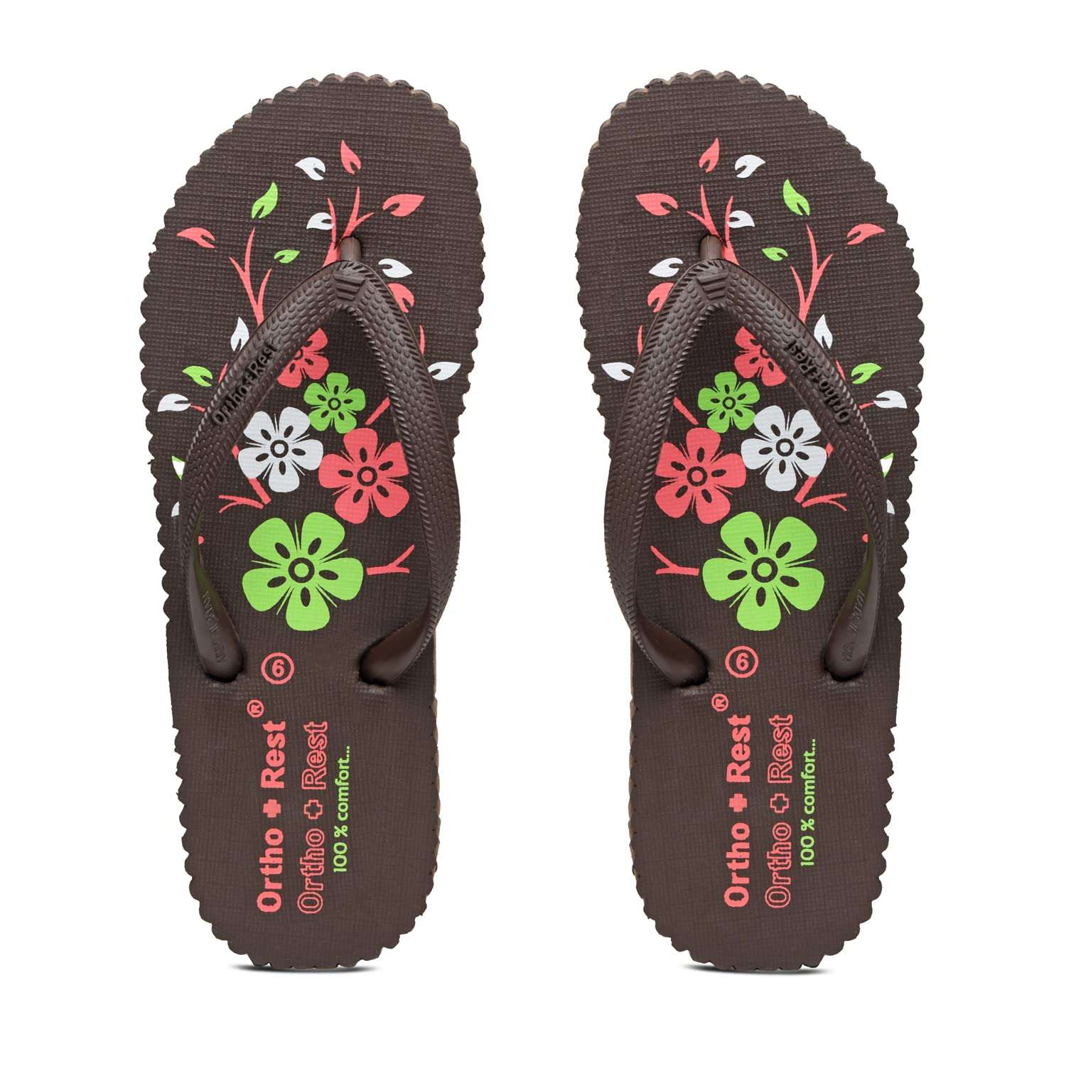 Ortho Rest Women's Comfortable and Stylish Flat Sandals Slipper | Soft Sole Casual Slip-On with back foot support (R115) - Brown