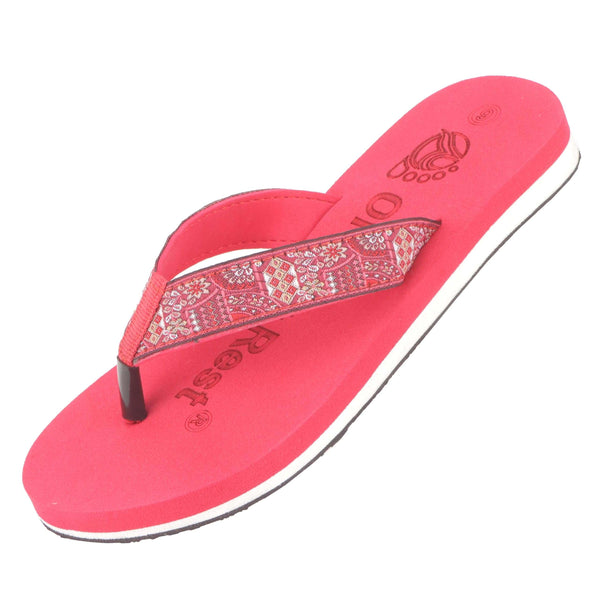Ortho Rest Women's Comfortable and Stylish Flat Sandals Slipper | Soft Sole Casual Slip-On with back foot support (L216) - Red