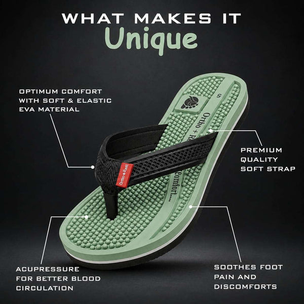 Ortho Rest Women's Comfortable and Stylish Flat Sandals Slipper | Soft Sole Casual Slip-On with back foot support (L215) - Green