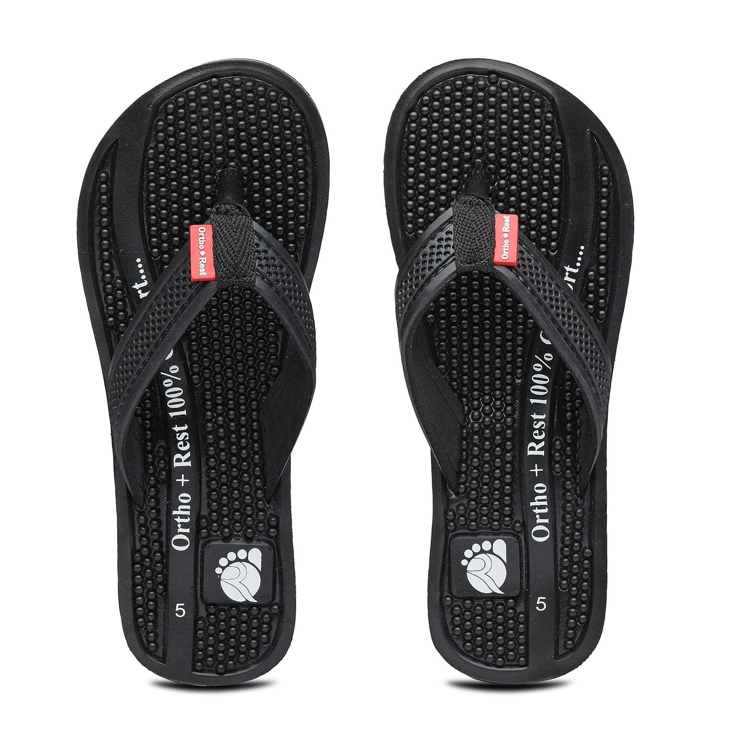 Ortho Rest Women's Comfortable and Stylish Flat Sandals Slipper | Soft Sole Casual Slip-On with back foot support (L215) - Black