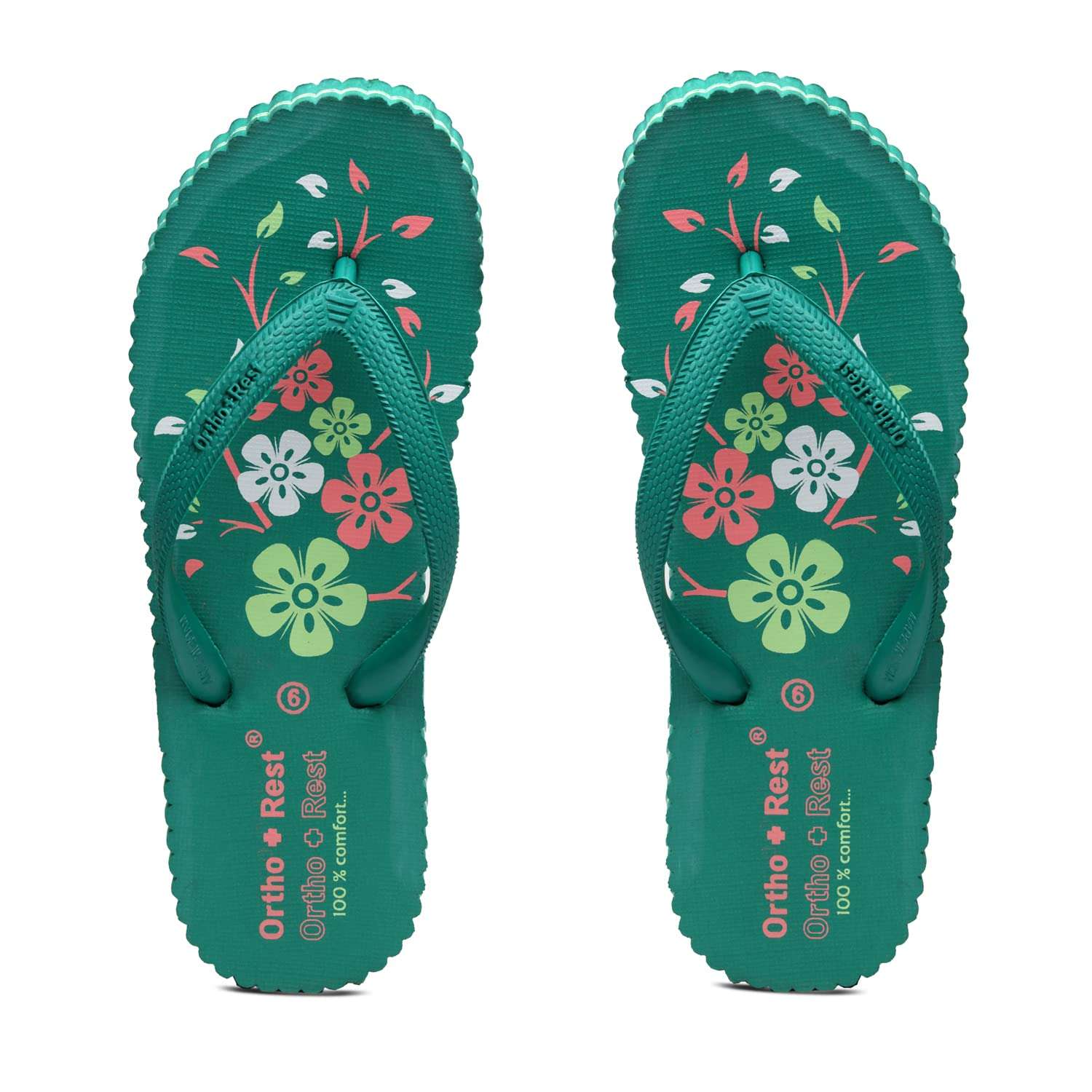 Ortho Rest Women's Comfortable and Stylish Flat Sandals Slipper | Soft Sole Casual Slip-On with back foot support (R115) - Green