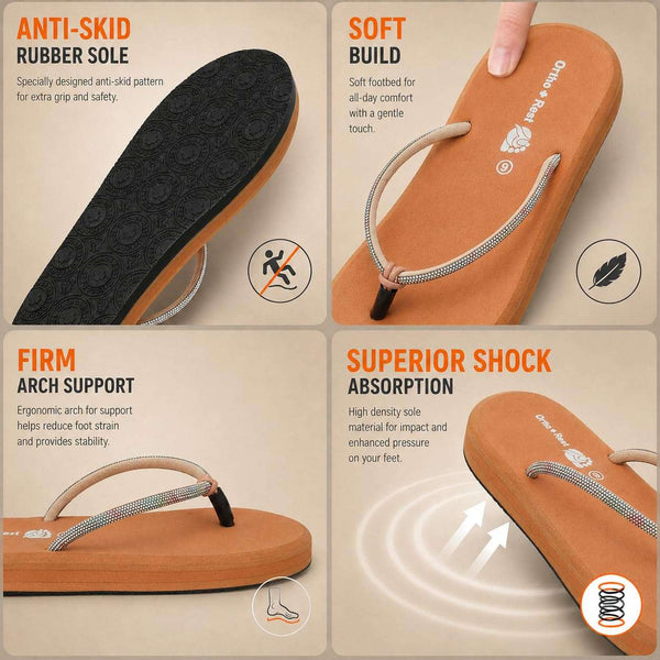 Ortho Rest Comfort Extra Soft Ortho Slippers for Women |  Doctor Chappal Footwear | Casual Flip Flops for Home Daily Use (L347) - Peach