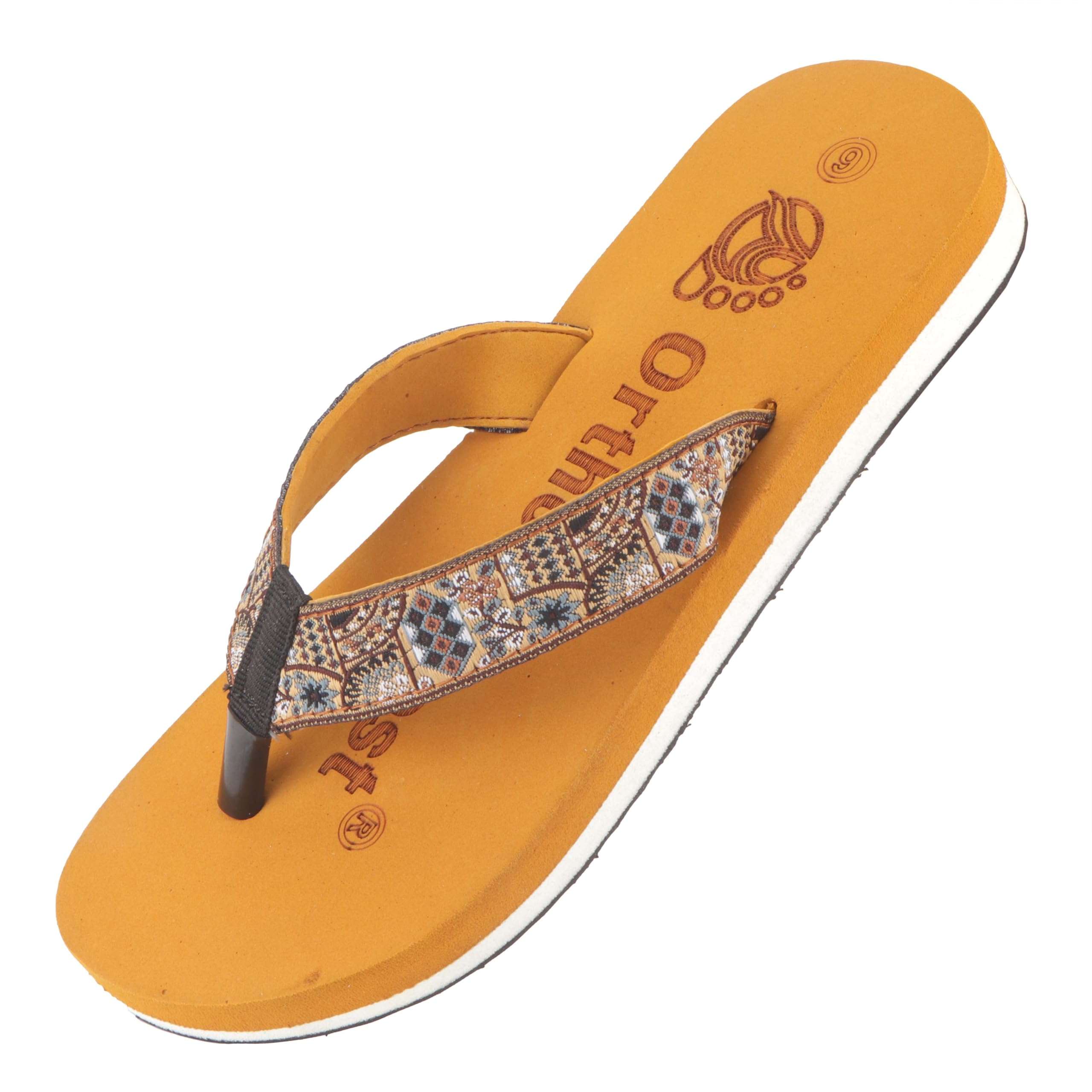 Ortho Rest Women's Comfortable and Stylish Flat Sandals Slipper | Soft Sole Casual Slip-On with back foot support (L221) - Tan