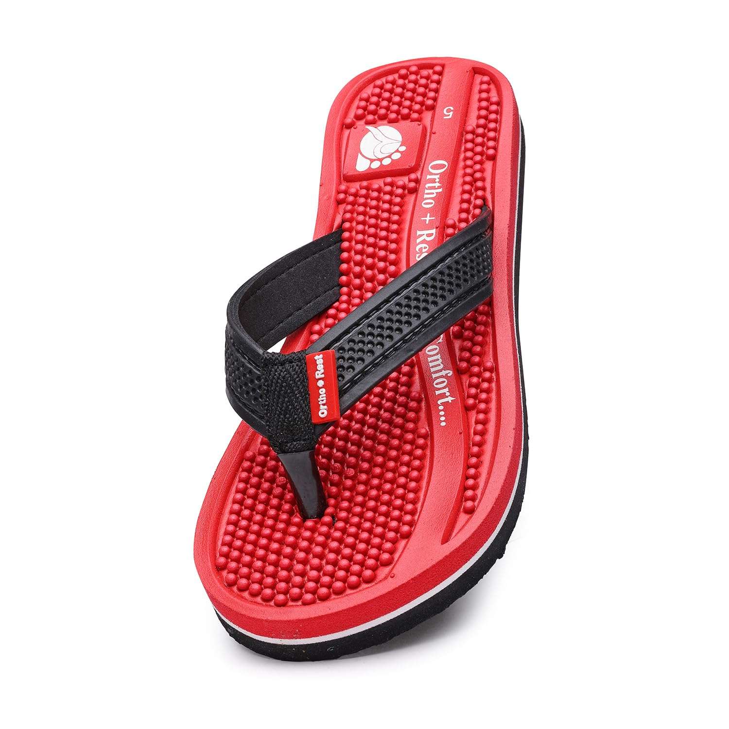 Ortho Rest Women's Comfortable and Stylish Flat Sandals Slipper | Soft Sole Casual Slip-On with back foot support (L215) - Red