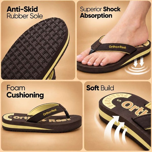 Ortho Rest Comfort Extra Soft Ortho Slippers for Women |  Doctor Chappal Footwear | Casual Flip Flops for Home Daily Use (L222) - Brown