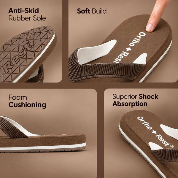 Ortho Rest  Slippers for Women with Cushioned Anti-Skid Sole (L219) - Light Brown
