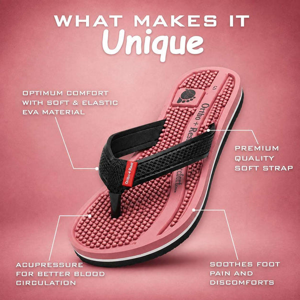 Ortho Rest Women's Comfortable and Stylish Flat Sandals Slipper | Soft Sole Casual Slip-On with back foot support (L215) - Pink