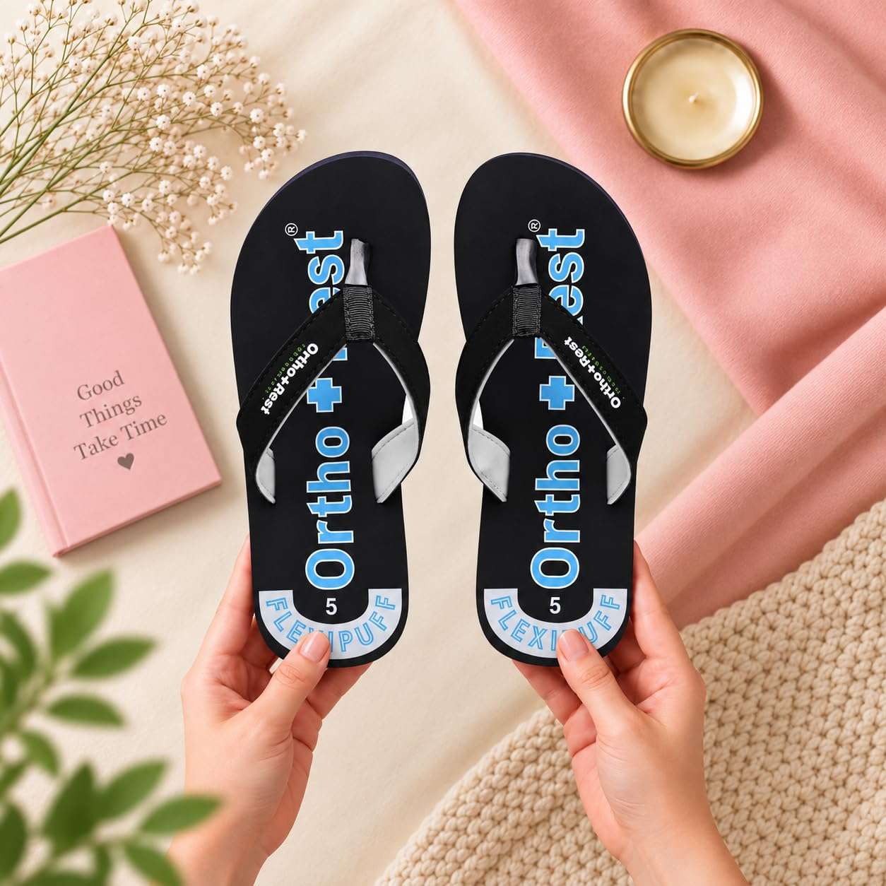 Ortho Rest Comfort Extra Soft Ortho Slippers for Women |  Doctor Chappal Footwear | Casual Flip Flops for Home Daily Use (L222) - Blue