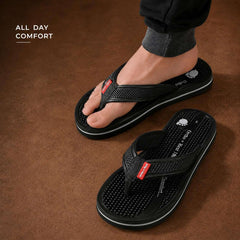 Ortho Rest Women's Comfortable and Stylish Flat Sandals Slipper | Soft Sole Casual Slip-On with back foot support (L215) - Black