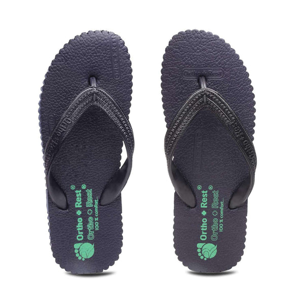 Ortho Rest Hawaii Chappal  Comfort Ortho Care, Bathroom Rubber Flip-Flops (R111) - Navy Blue