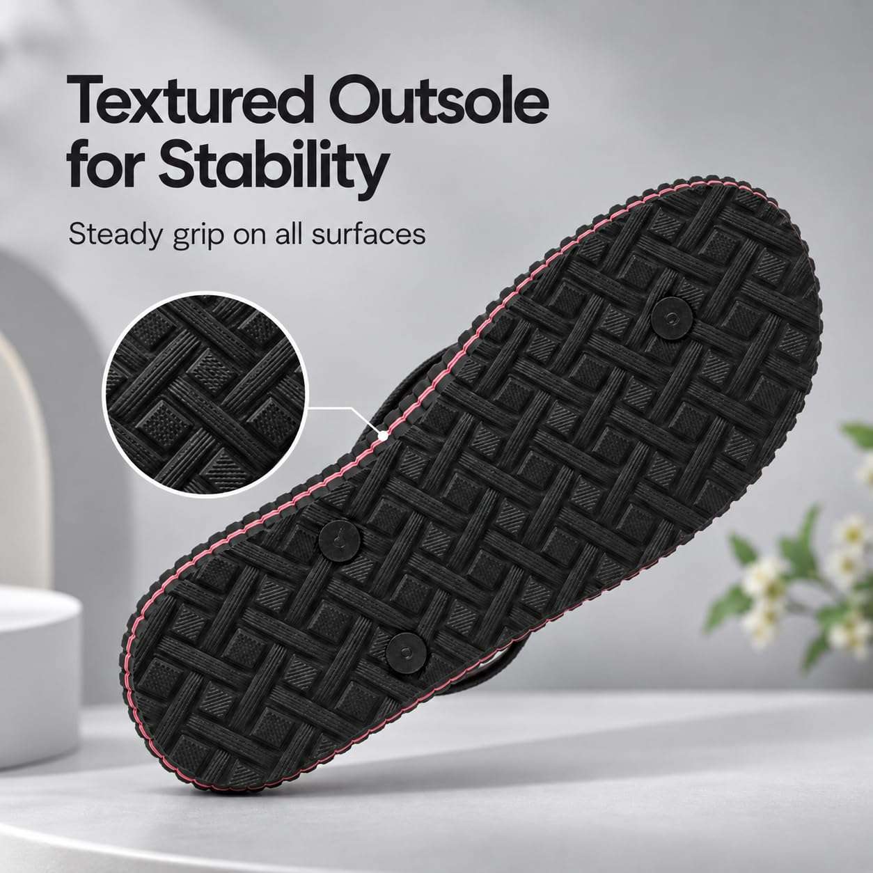 Ortho Rest Women's Comfortable and Stylish Flat Sandals Slipper | Soft Sole Casual Slip-On with back foot support (R115) - Black