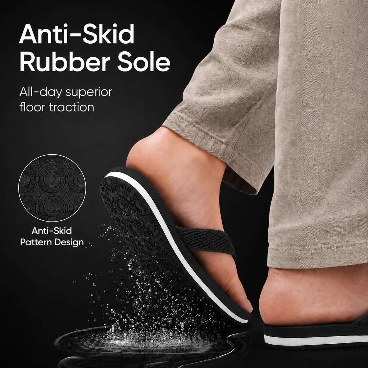 Ortho Rest Women's Comfortable and Stylish Flat Sandals Slipper | Soft Sole Casual Slip-On with back foot support (L217) - Black