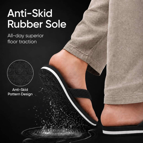 Ortho Rest Women's Comfortable and Stylish Flat Sandals Slipper | Soft Sole Casual Slip-On with back foot support (L217) - Black